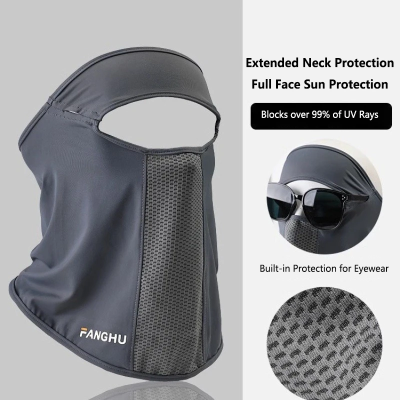 

Facial Summer Sports Ear Cord Scarves Mask Neck Protection Anti-UV Ice Silk Sunscreen Mask Face Veil with Eyeglass Hole UPF50+