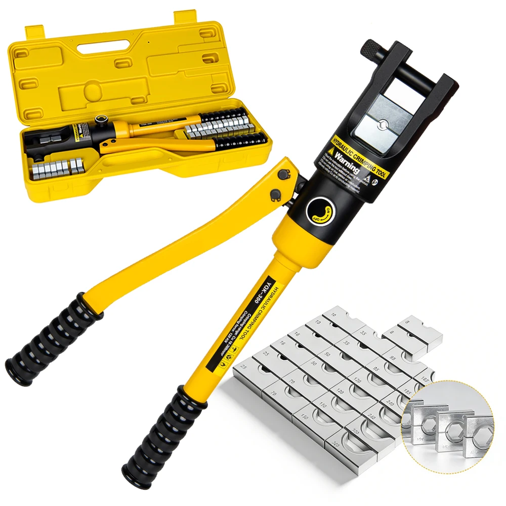 

Hydraulic Crimping Tool w Dies Battery Cable Lug Terminal Crimper Manual Hydraulic Hose Crimping Tool 16 Tons for 9AWG to 600MCM