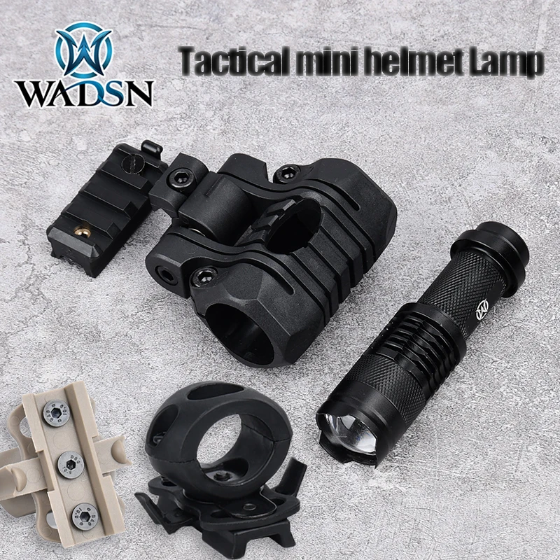 

Wadsn Mini Helmet Lamp White Light LED Flashlight Fit FAST HELMET Outdoor Tactical signal Optical hunting equipment Nylon Clamp