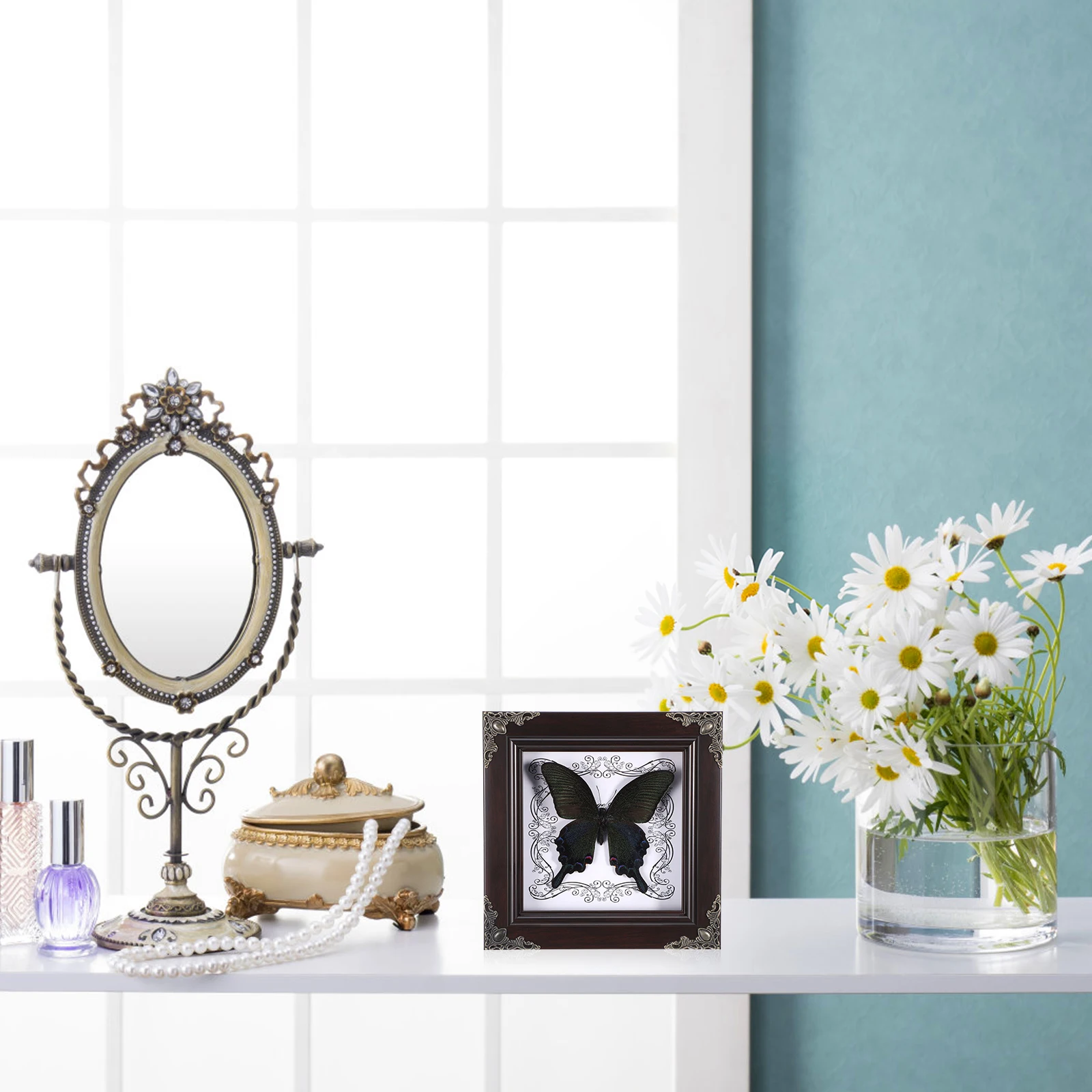 

Butterfly Specimen Frame Decorative Display Case Black Picture Home DecorVintage Style Retro Wall Mount