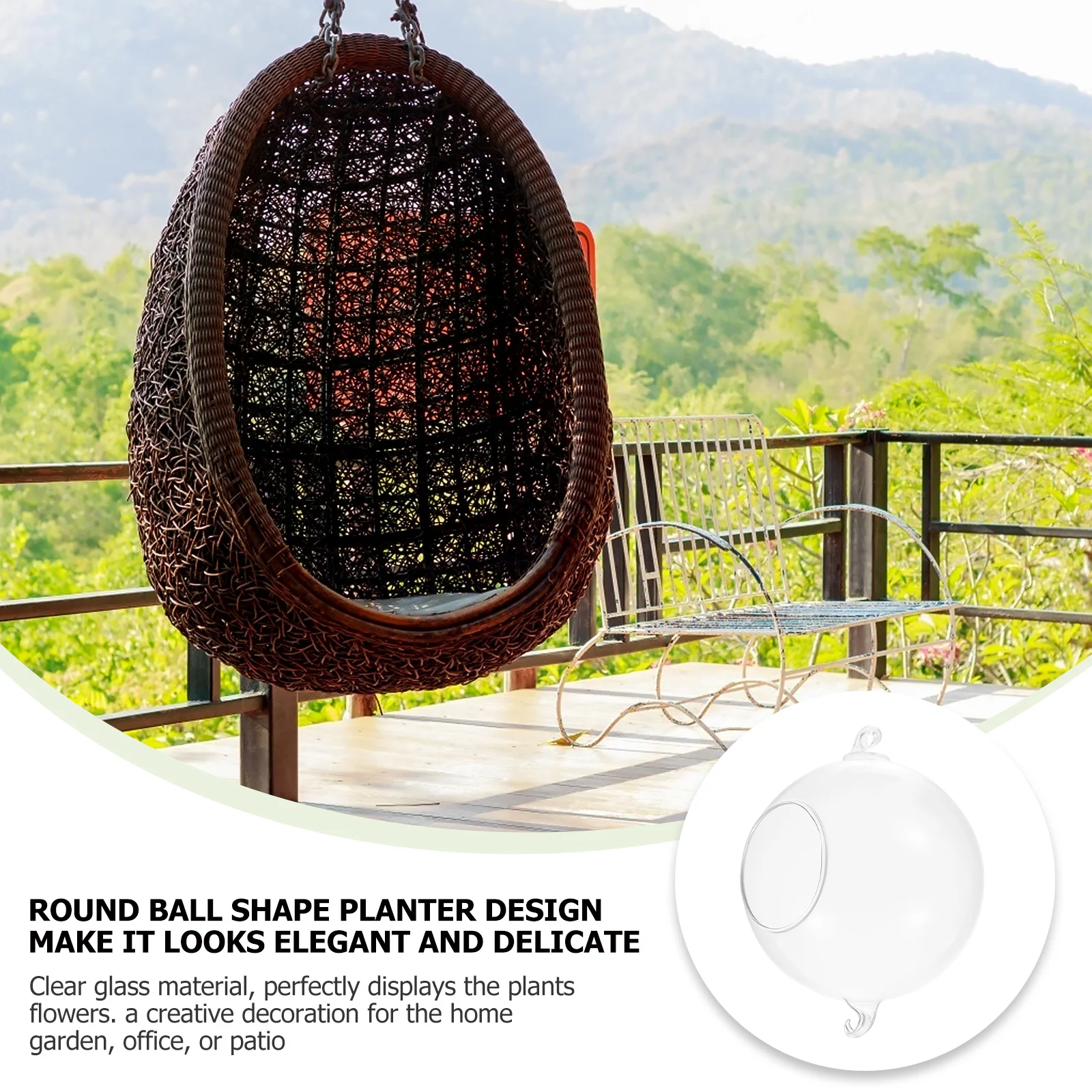 

2Pcs Elegant Round Glass Vases Sturdy Hanging Planter for Indoor Outdoor Use Hanging Glass Planter Round Ball Vase