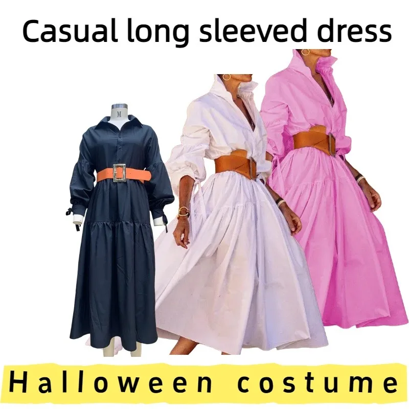 

Women's Collared Long Sleeve Casual Dress for Autumn Daily Wear Casual Outings Fall Gatherings Weekend Parties