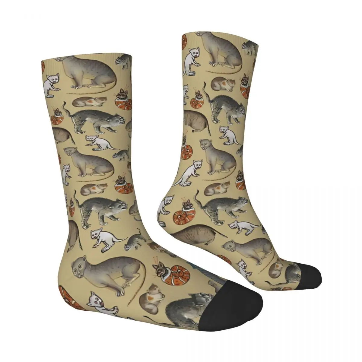 Ugly Medieval Funny Cat Socks Male Mens Women Autumn Stockings Printed