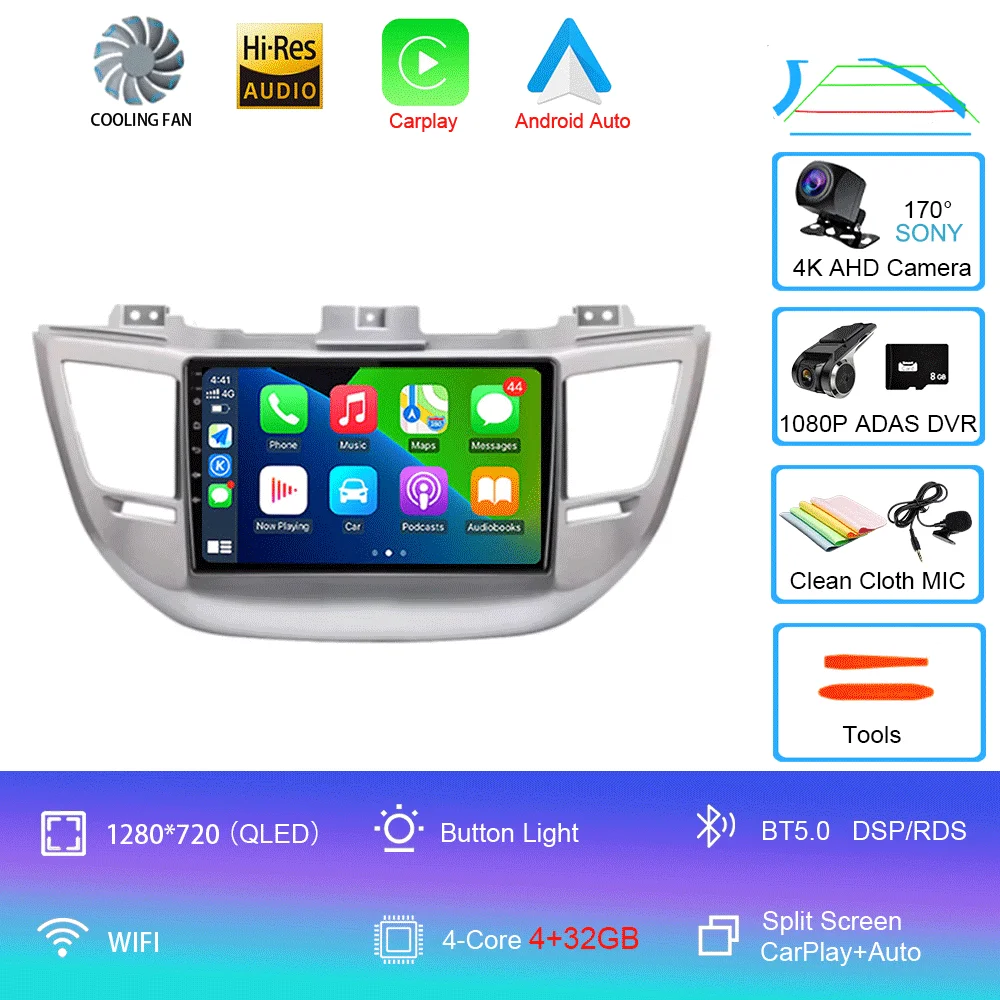 Android 16 autoradio Carplay voor Hyundai Tucson IX35 3 2015 2016 2017 2018 2Din multimediaspeler navigatie GPS head unit