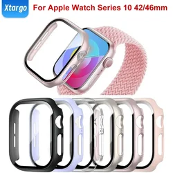Tempered Glass+Case for Apple Watch Series 10 42mm 46mm Matte PC Bumper Screen Protector for Apple Watch Accessories Series 10