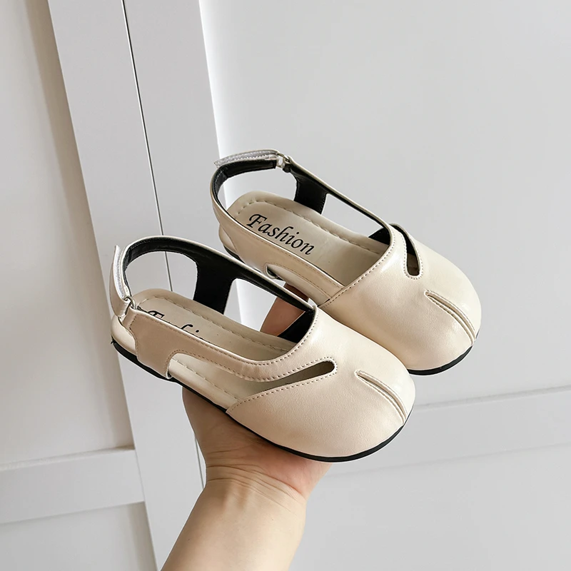 2026 Summer Toddler Girls Split Toe Slingback Sandals Black/Silver/Beige Hollow Flat Shoes Soft Non-slip Kids Casual Footwear - view 4