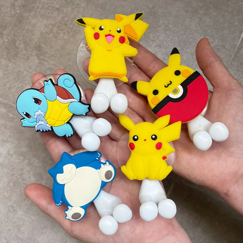 Pokemon Pikachu Children's Cute Toothbrush Holder Pokemon Anime Figure Cartoon Wall Mounted Shelf for Kitchen Bathroom kids Toys