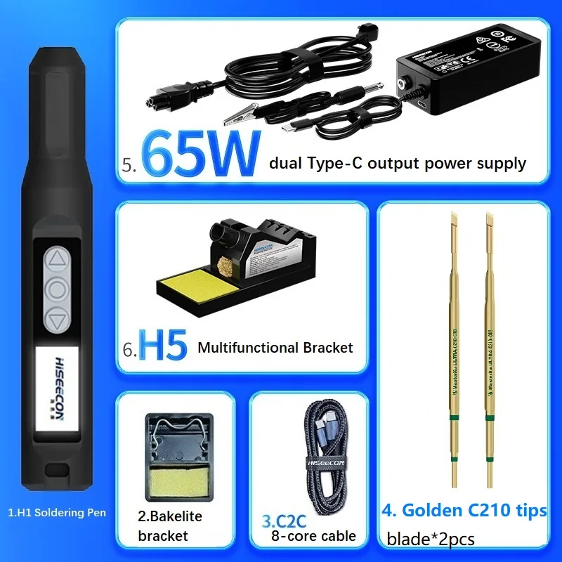 

HISEECON H1 100W Electric Soldering Iron Smart Station DC PD Adjustable Constant Temperature Fast Heat Portable Repair Tool