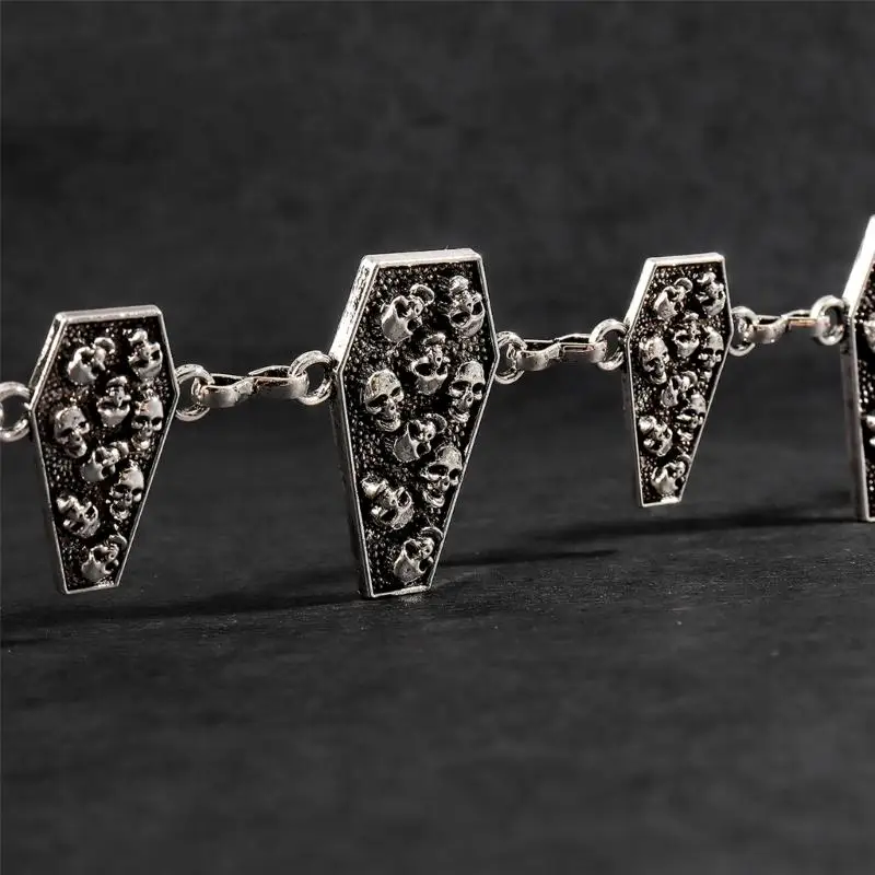 652F سلسلة خصر معدنية فضية داكنة قابلة للتعديل للنساء مع تفاصيل الإطار #5