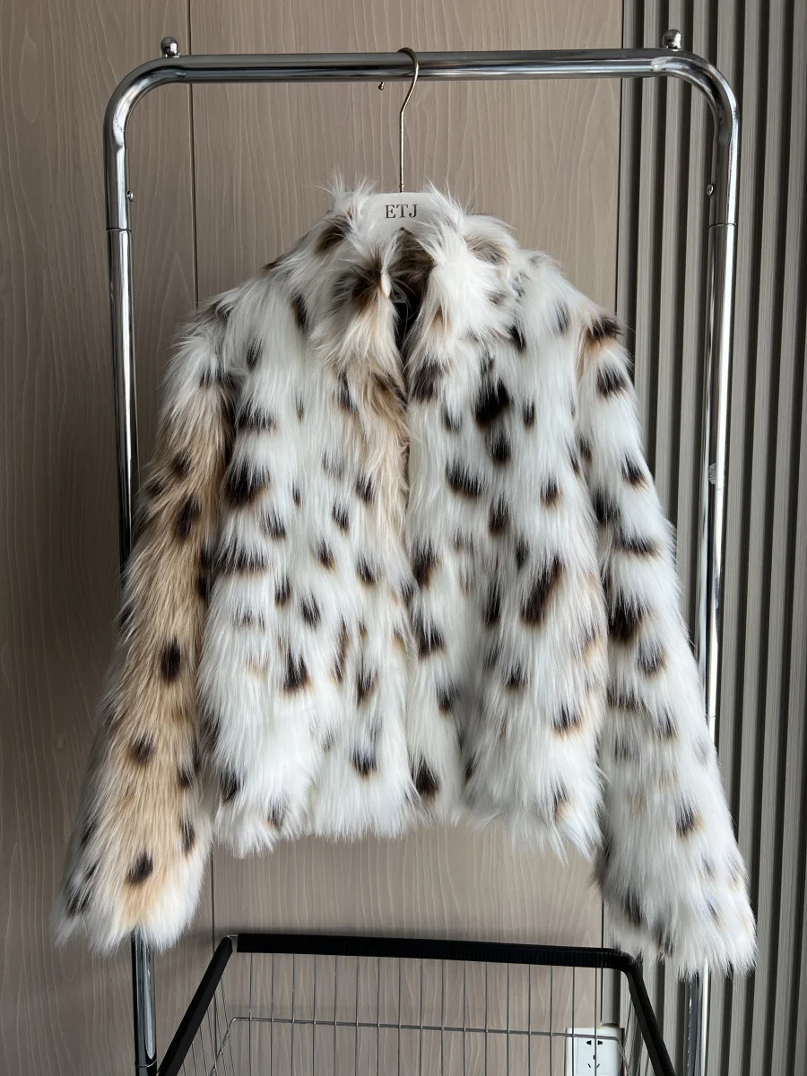 Faux Fur Jacket ZW Series Traf 2024 Winter New Arrival Women\'s Leopard Print Coat Long Sleeve Coat 4360/241