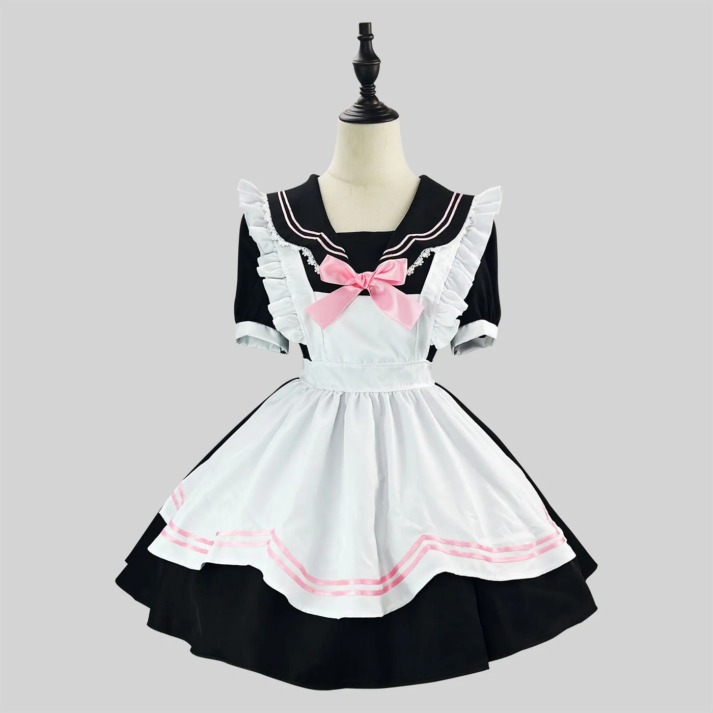 

Anime Role Lolita Japanese Anime School Uniform Maid Cosplay Costume Seaman Outfit Black Dress with Apron Acgn Clothings