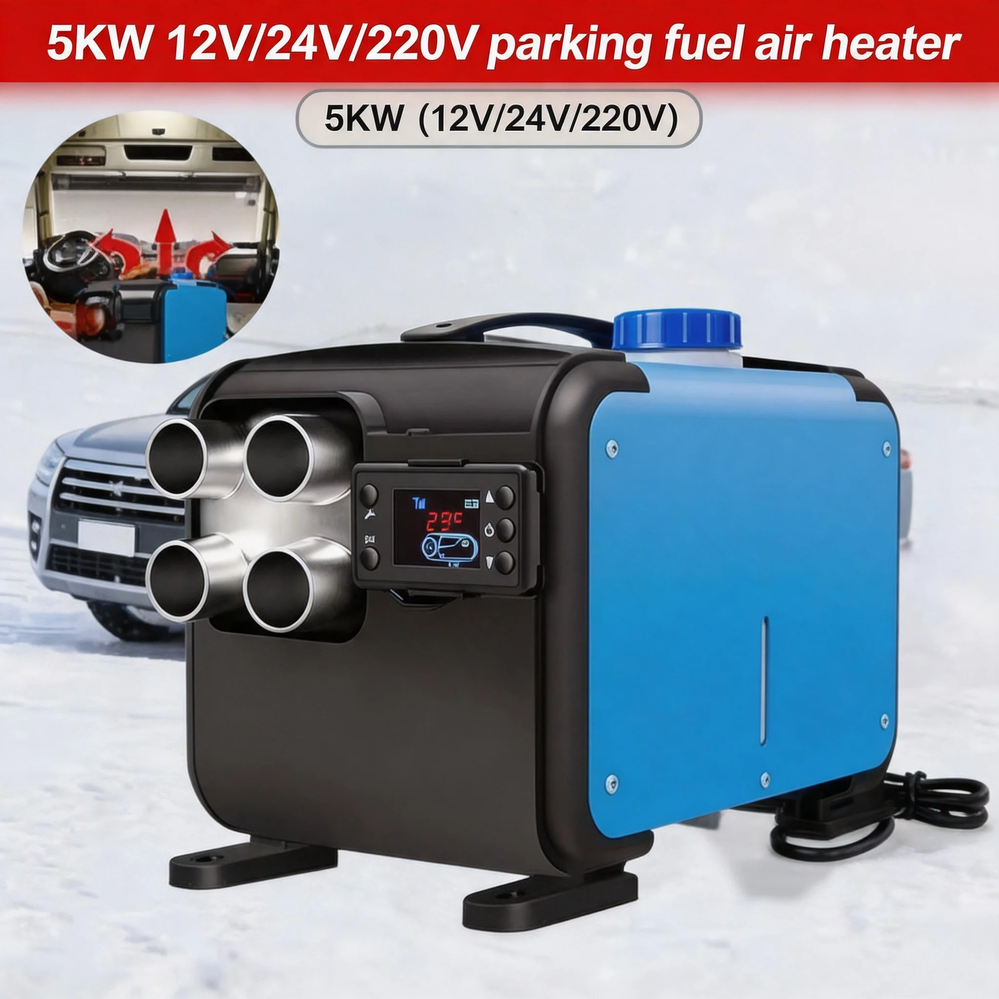 Car Heater 5KW Air Diesel Heater 12V 24V 220V Aluminum Shell Air Parking Heater Warmer Wireless Remote Control Engine Preheater
