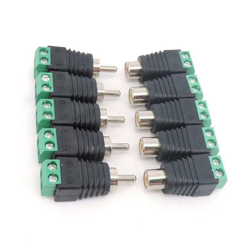 Audio Video RCA Male Plug & RCA Female Jack Screw Terminal Connector Block Adapter AV for CCTV Camera Speaker Wire Cable