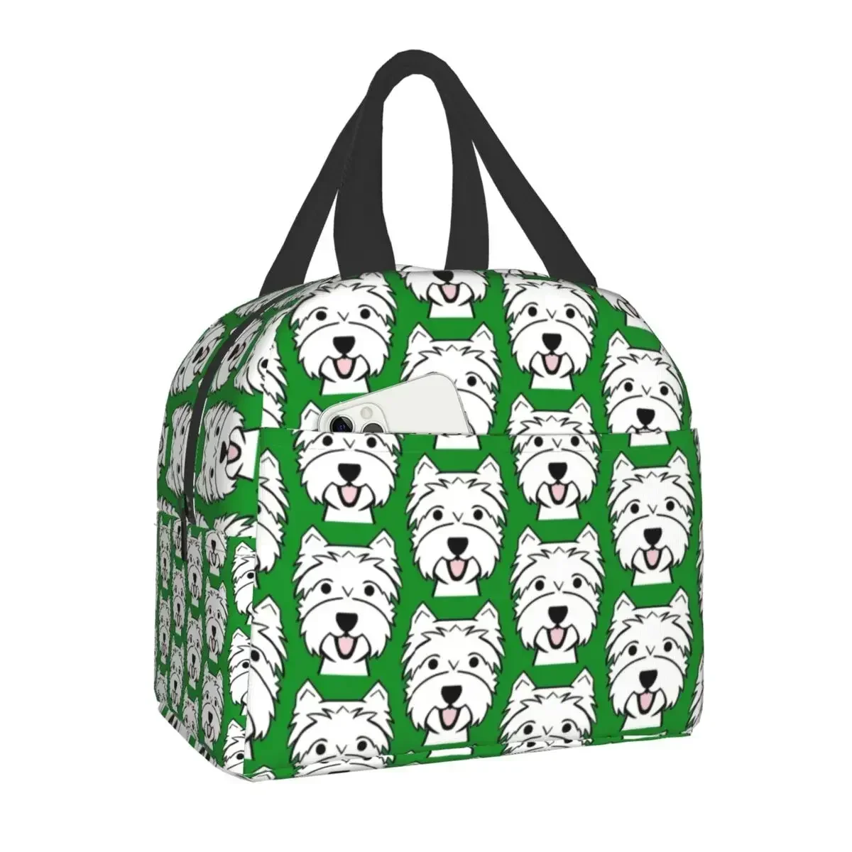 West Highland Terrier Westie Insulated Lunch Bags for Women Dog Portable Cooler Thermal Food Lunch Box School Picnic Storage Bag