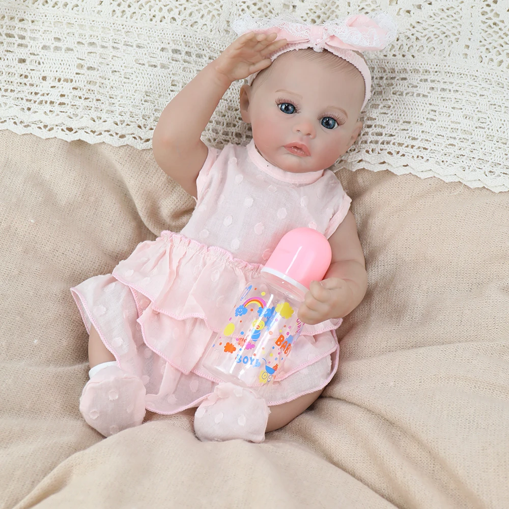 18 pouces Reborn bébé poupée fille Bebe Juliette corps complet poupée en vinyle souple avec cheveux peints pour cadeaux de noël pour enfants Muñecas