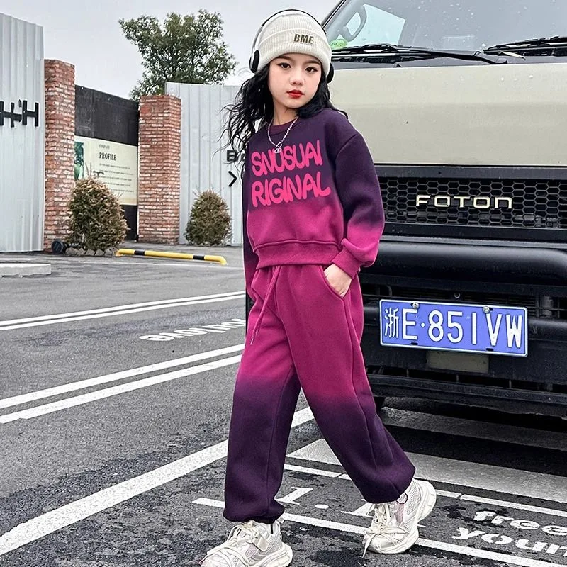 بدلة رياضية للفتيات لخريف 2025 طقم أطفال من القماش سترة رياضية قصيرة وسراويل سفلية بدلة للمراهقين كورية 8 10 11 12 سنة #6