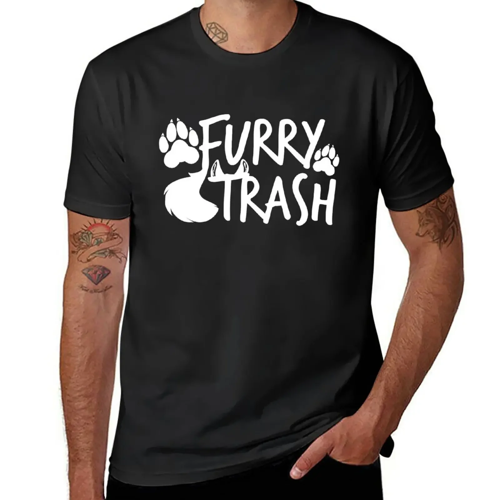 Furry Trash -white- T-Shirt customizeds oversizeds tees T-shirts for men cotton