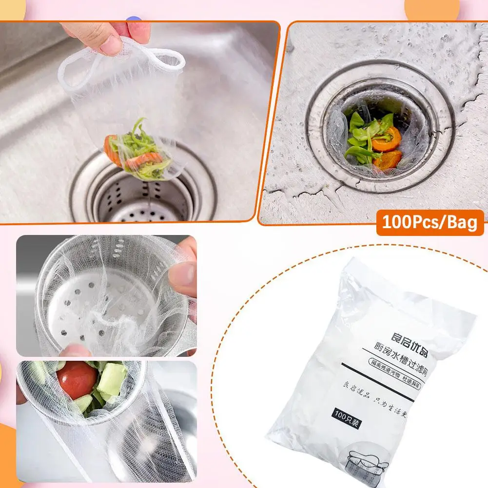 Disposable Kitchen Sink Filter Mesh Sewer Garbage Filter Pool Garbage Residue Net Sink Screen Mesh Bag Meal Drainage F1A8