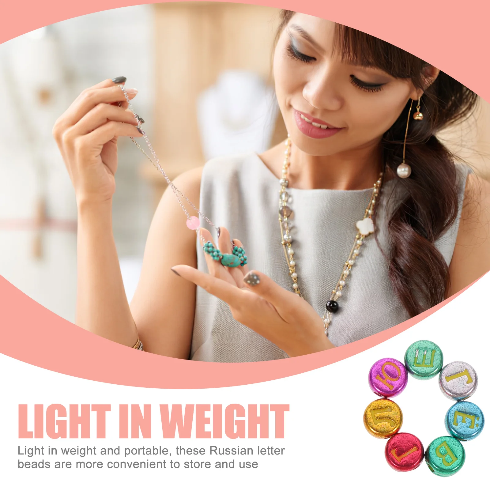 

240 Pcs Russian Beads Letter Letters Round Alphabet for Bracelets Jewelry Making