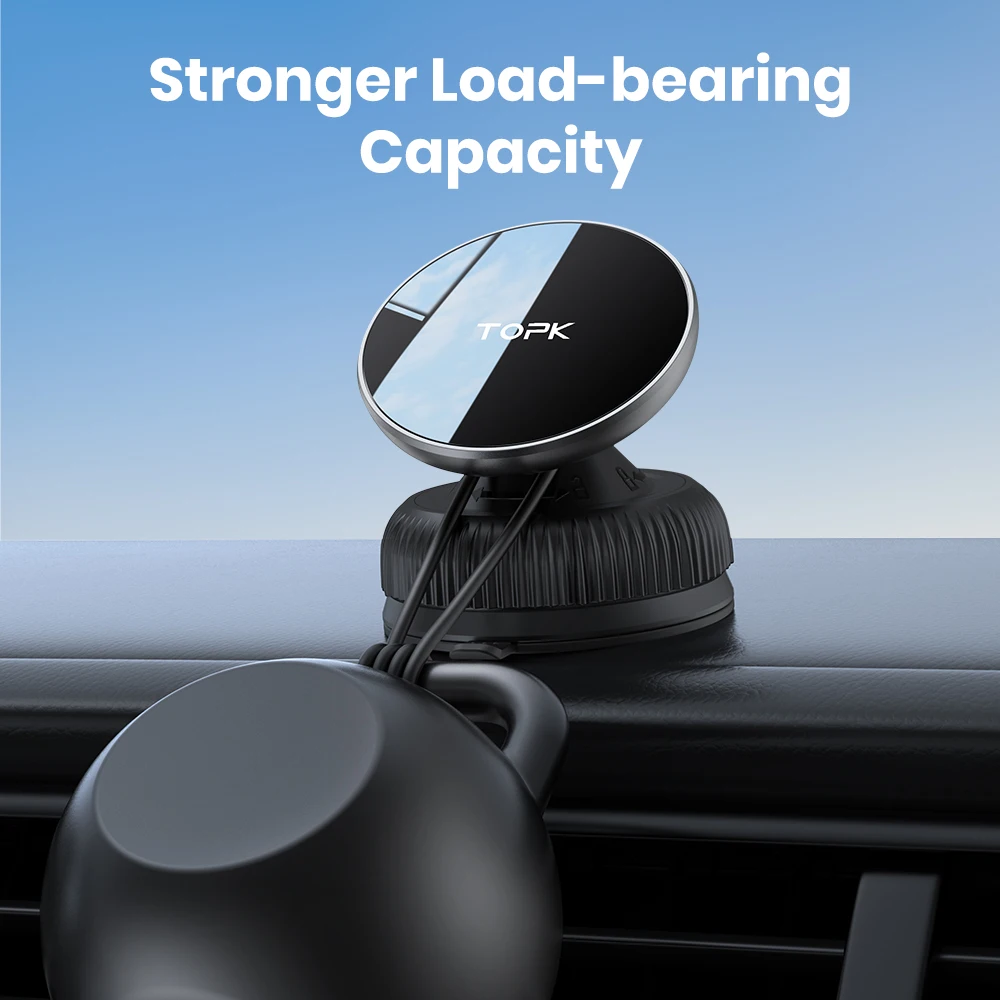 TOPK 360 °   Suporte magnético giratório para telefone para carro - Suporte com ventosa multiângulo ajustável, ultra estável, adesivo - grátis