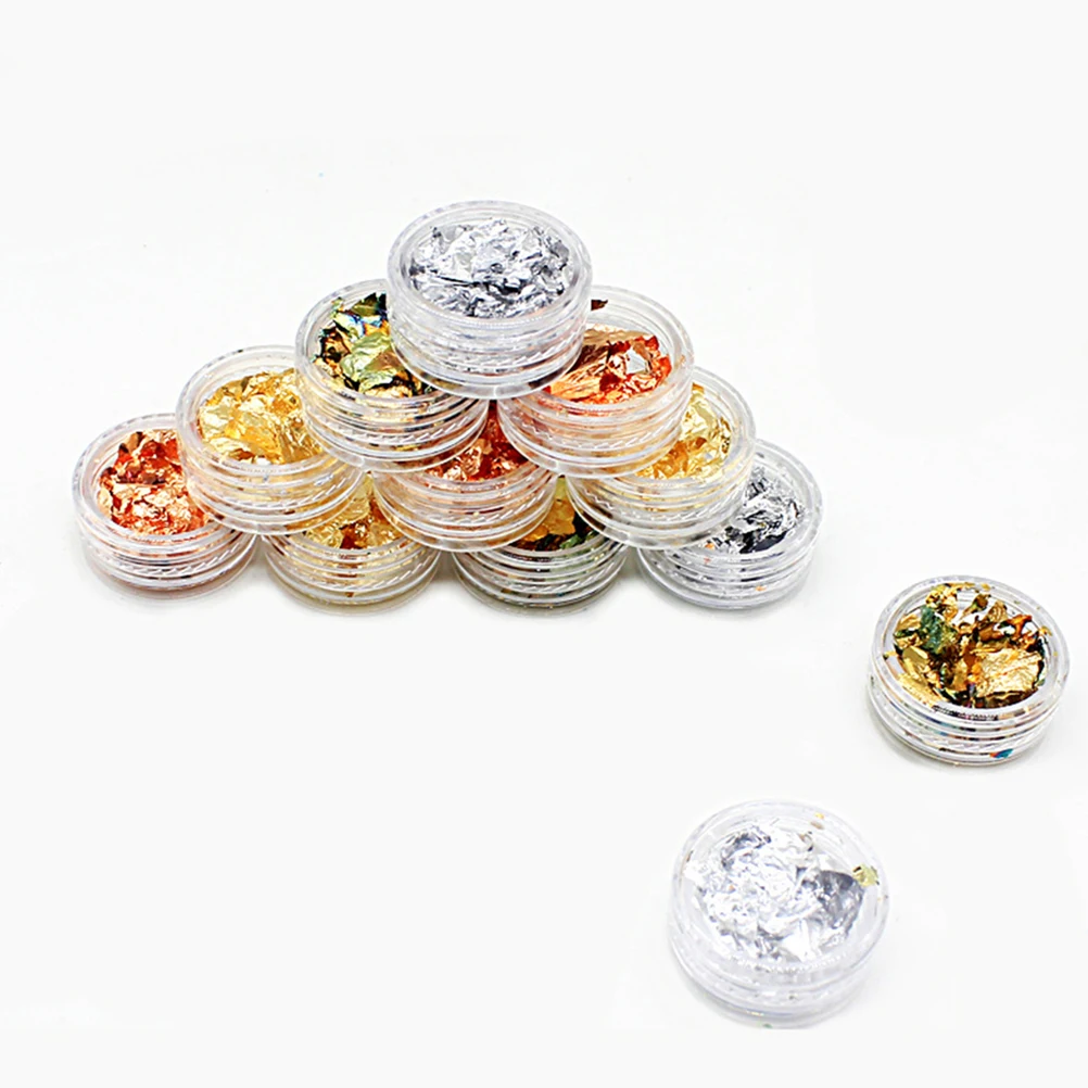 

24pcs Glitter Foil Nail Art Stickers Decals Foil Nail Chip Decorations Manicure Nail Accessories Flakes Nail Sequins Manicure
