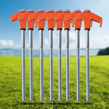 8-Piece Heavy-Duty Spiral Screw Tent Stakes 1
