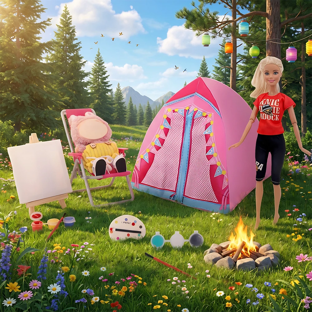 New Model Suitable For 17cm 30cm Doll Lounge Chair Simulation Outdoor Tent Dollhouse Accessories Children's Gifts