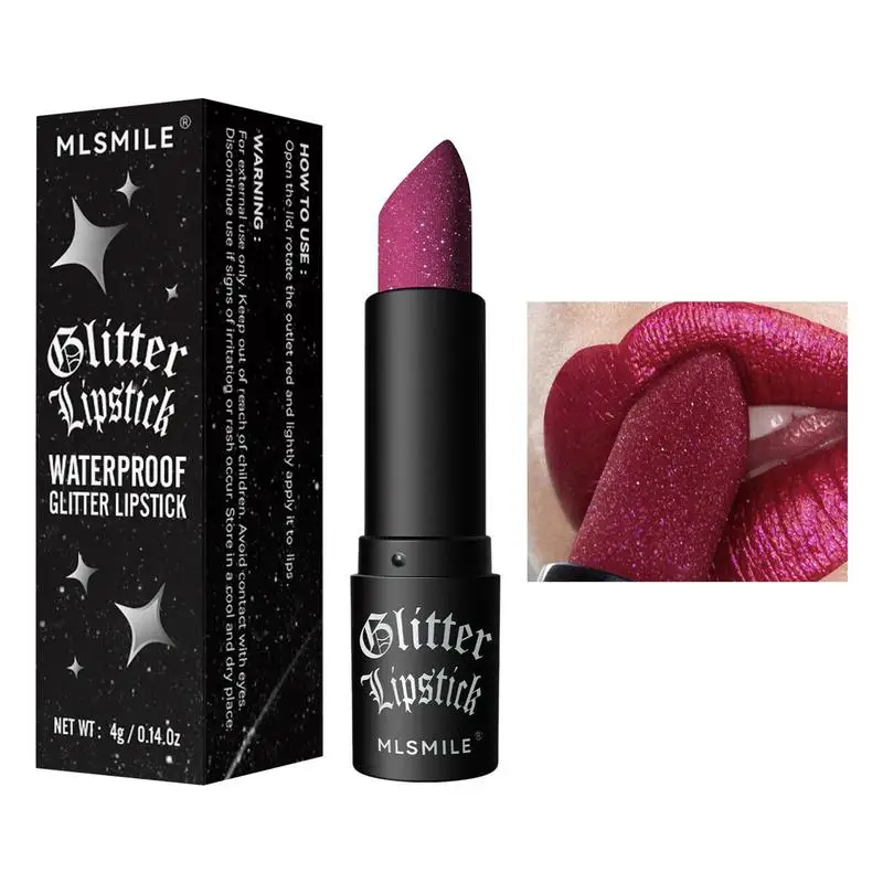 Glitter Lipstick Non-fading Halloween Matte Lip Balm Waterproof Lip Glitter Sparkly Lipstick For Women Glitter Lipstick For Mom