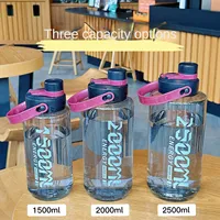 1500ml-2000ml Large Capacity Plastic Water Bottle Outdoor Men'S And Women'S Fitness And Sports Belt Handle Summer Explosion-Proo