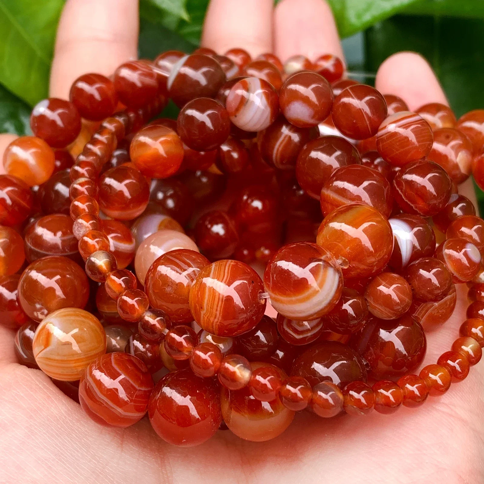 Naturstein rot Karneol gestreifte Achat Perlen für Schmuck herstellung DIY Armbänder Halskette liefert Großhandel 4/6/8/10/12mm 15''