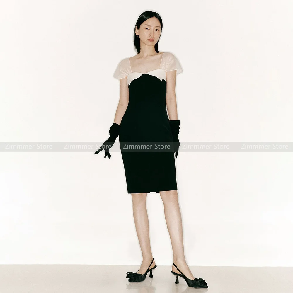 

New Niche Chest Layers Crop Piece Color Blocking Elegant Temperament Slim Dress
