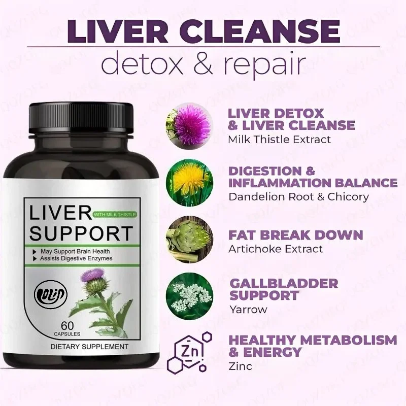 Milk Thistle Supplement Containing Dandelion, Korean Thistle, Choline, Beetroot | Liver Cleansing and Repair -60 Capsules