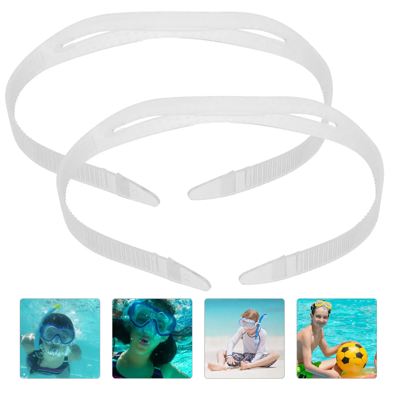 

2Pcs Adjustable Silicone Diving Goggles Straps Replacement Secure Fit Comfortable Lightweight Swim Mask Strap Accessory