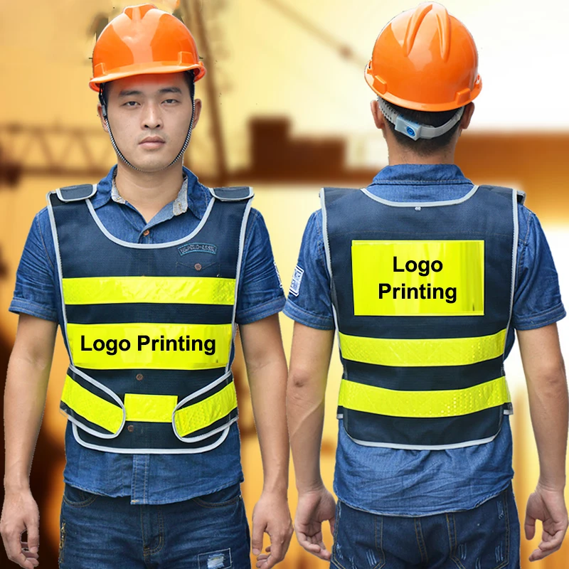 Fluorescent Yellow Vest with Free Printing Logo Safety Vest Reflective Customize Support Customization