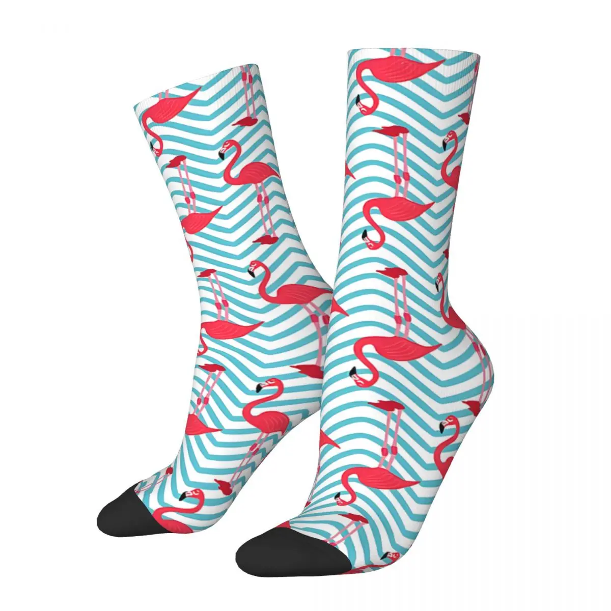 Vintage Pretty Flamingo And Light Blue Pattern Men's compression Socks Unisex Harajuku Seamless Printed Novelty Crew Sock