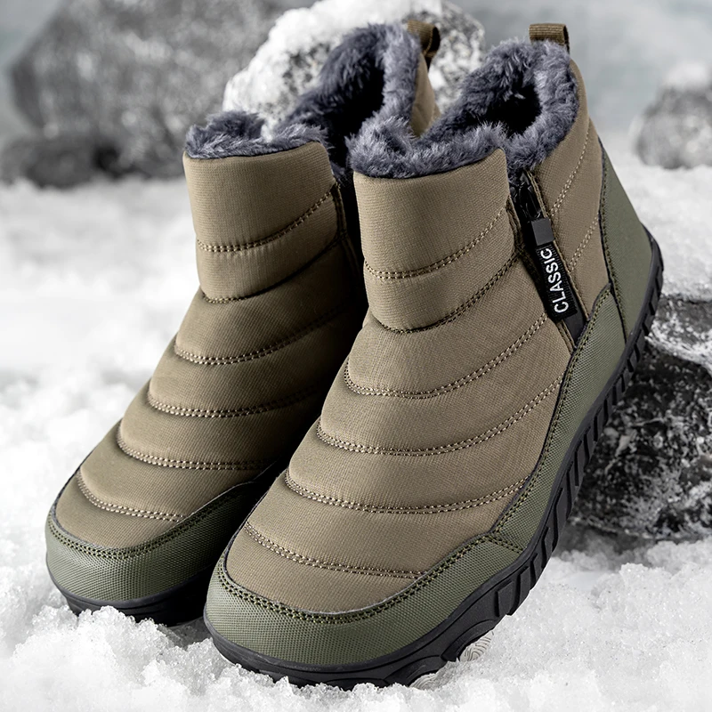 New Winter Booties Outdoor Waterproof Barefoot Boots For Men Ankle Boots Plush Warm Snow Shoes Non-slip Casual Sneakers Big Size