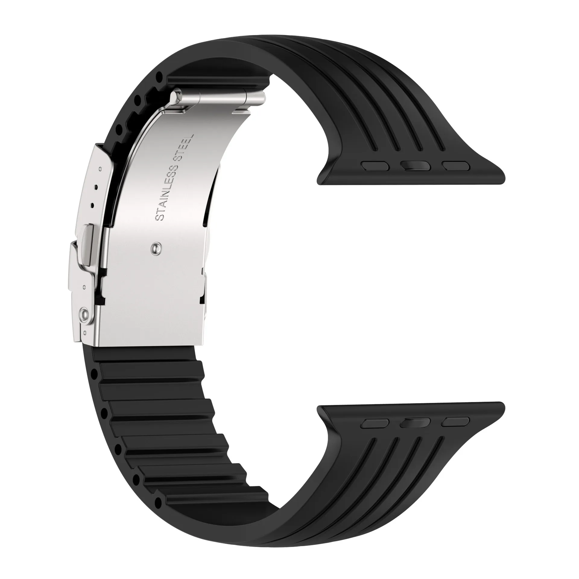 Silicone strap For Apple Watch Ultra2 band 49mm 44/45/38/40/41mm Metal folding buckle bracelet iwatch serie 9876543 SE10-42/46mm