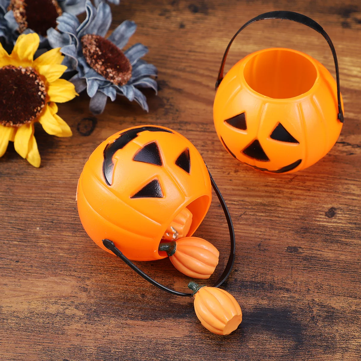 6 Pcs Makeup Toy Halloween Decorations Paper Pumpkin Holder Candy Bucket Barrel for Biscuit