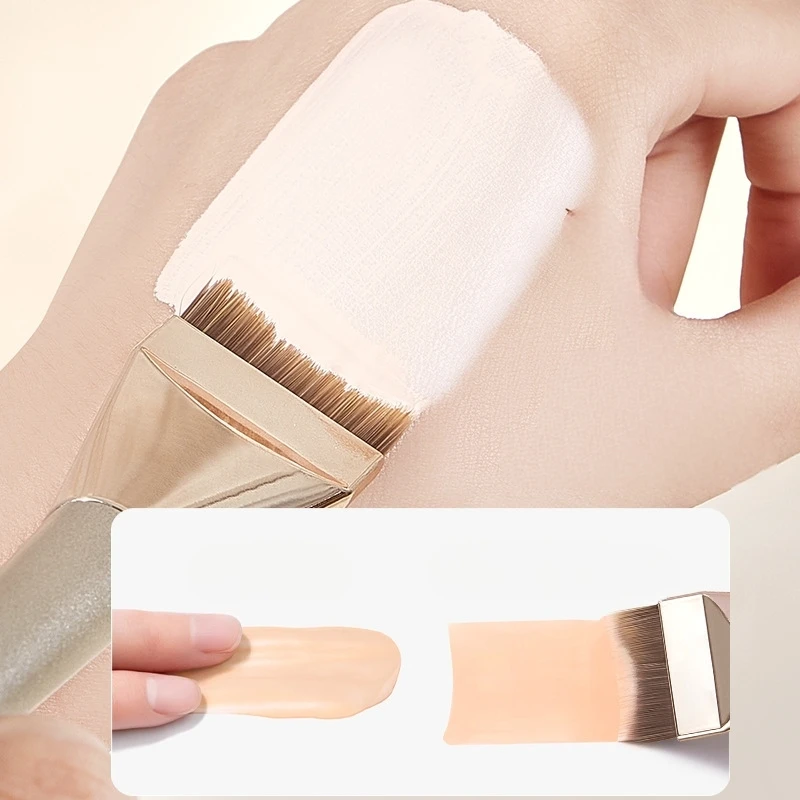 지코모 앵글드 머메이드 테일 파운데이션 브러쉬 비건 크루얼티 프리 플랫 탑 카부키 브러쉬 (시ーム리스 커버리지)