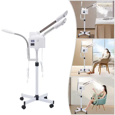 3-in-1 Facial Steamer Beautician Steamer Deep Cleaning W/Hot and Cold Nozzle LED Magnifying Lamp Beauty Salon Spa