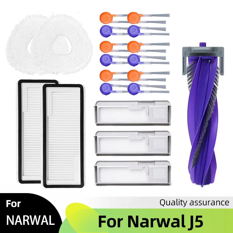 

Fit For Narwal J5 Spare Parts Main Side Brush Cover Hepa Filter Mop Cloth Dust Bag Accessories Consumables