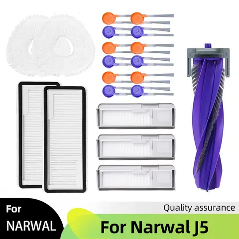 Narwal J5 예비 부품에 적합 메인 사이드 브러시 커버 헤파 필터 걸레 천, 먼지 봉투 액세서리 소모품
