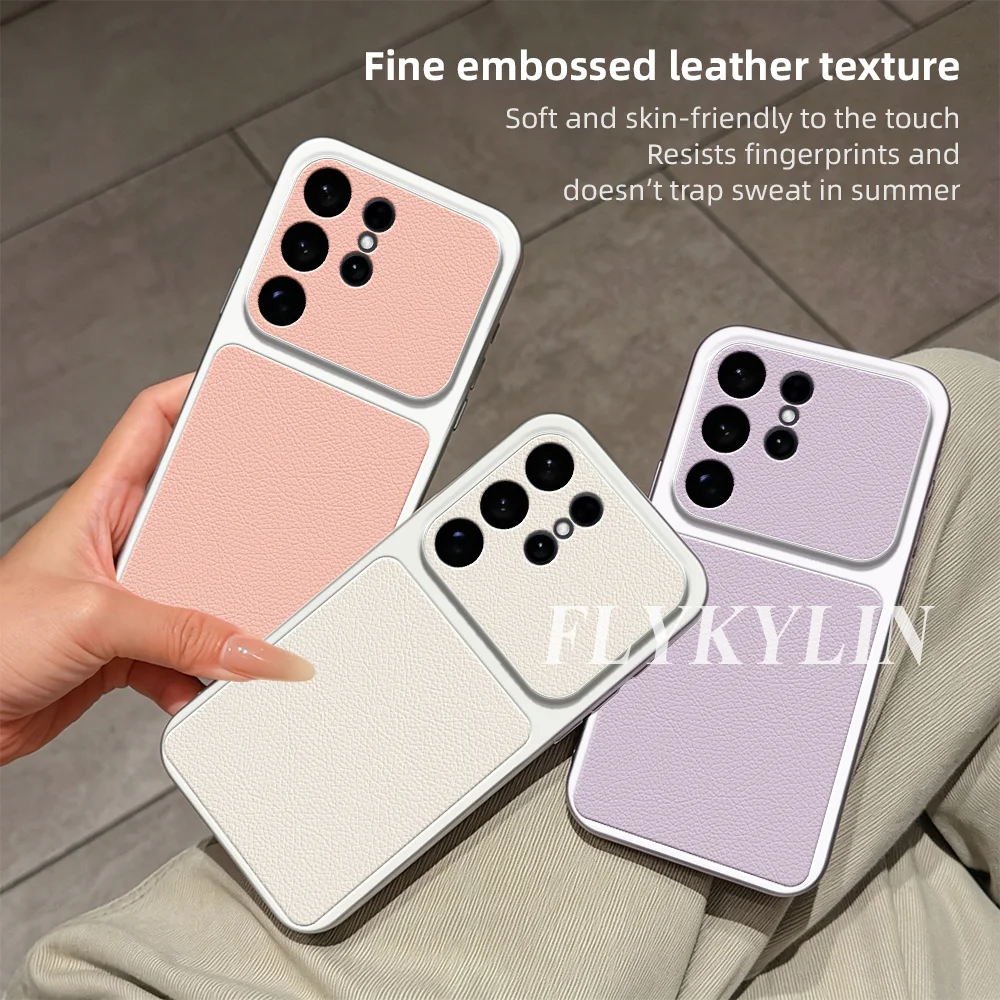 For Samsung Galaxy S26 Ultra S25 Edge S24 S23 S22 S21 Plus S20 FE Lychee Leather TPU Shockproof Protective Back Cover Phone Case