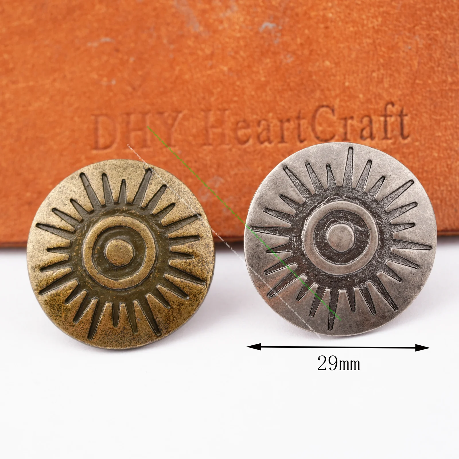 10X Western Sunshine Brass/Silver Metal Concho Set Screw Back Saddle Bag Belt Leather Crafts Decor Tack