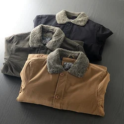 Men Thick Imitation Lamb Down Jacket Plush Coat Warm Lapel Work Deck Outdoor Trekking Camping Blazer Travel Cotton Outer Spirng