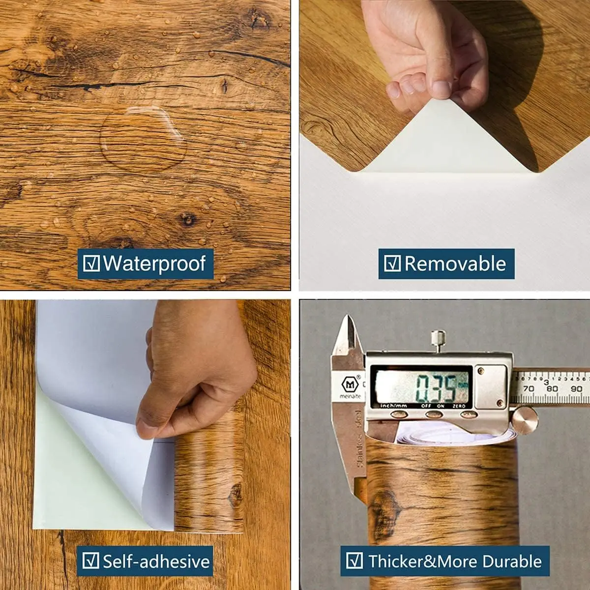 Ölbeständiger PVC-Holzmaserungsaufkleber, selbstklebende Tapete für Küchenarbeitsplatte, Möbel, Schrank, Tisch, Wandrenovierung, 1R – Detail 8