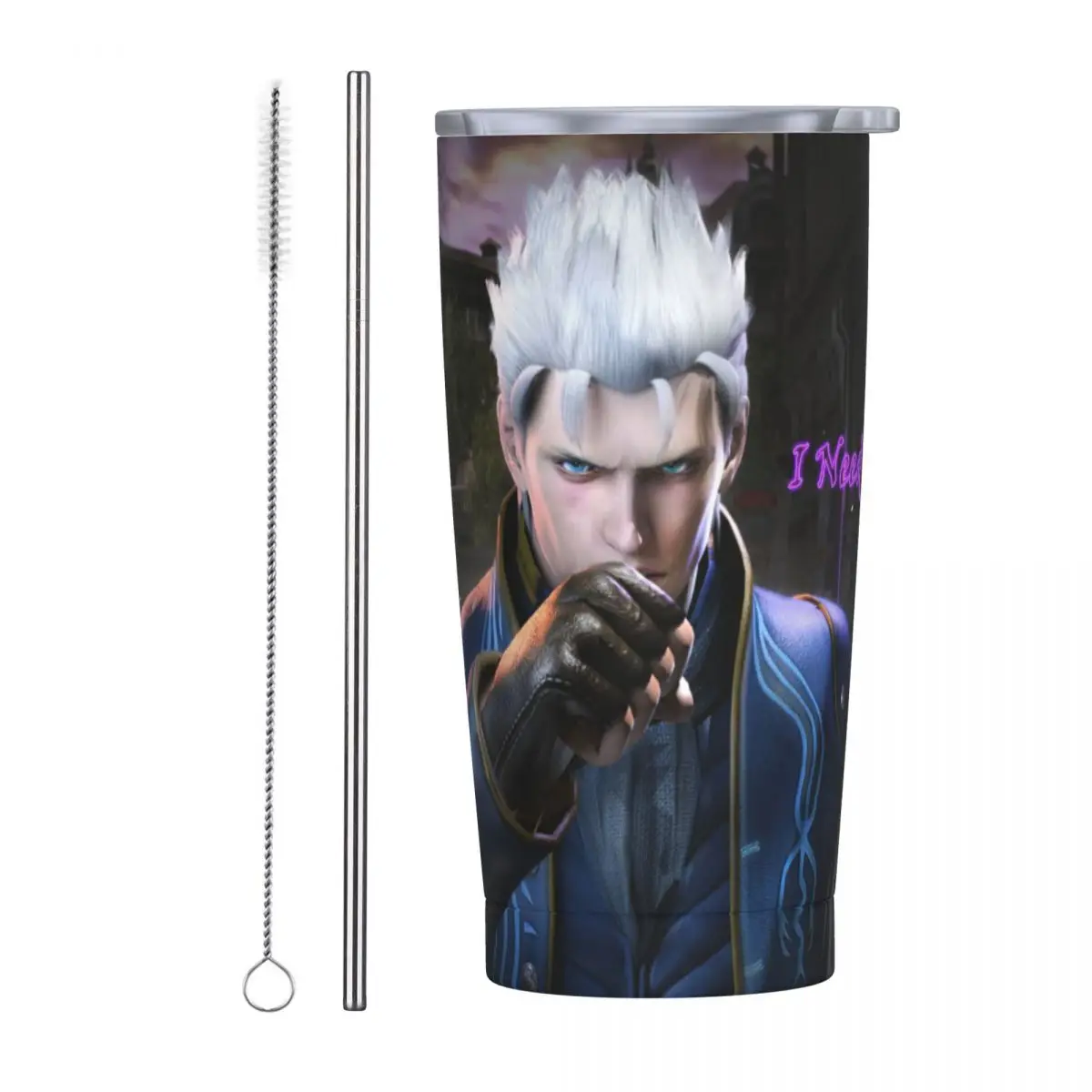 Vergil From The Devil May Cry Series Stainless Steel Tumbler Vacuum Insulated Mug Thermal Cold Cup Straw With Lid 20oz