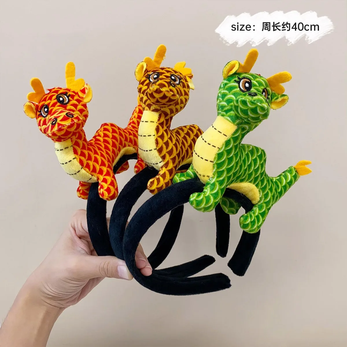 Bande de sauna dragon chinois pour enfants, 3 couleurs, dessin animé, beurre en peluche, performance sur scène, coiffure pour filles, accessoires pour cheveux