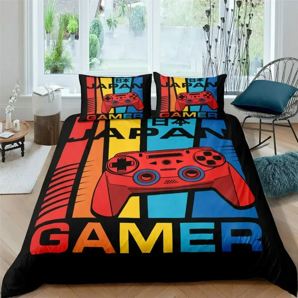 Kid Games Comforter Cover Set for Boy Gamepad Bedding Set,3D Gamer Video Game Duvet Cover Set Child King Polyester Quilt Cover