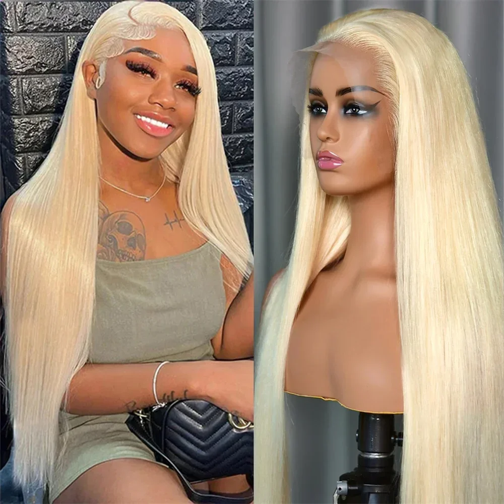 36 Inch Straight 613 Honey Blonde 13x4 Lace Front Human Hair Wigs Transparent Lace Frontal Wig Pre Plucked Wig with Baby Hair